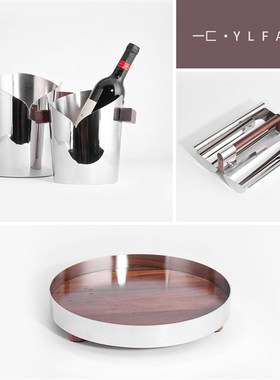 一匚北欧轻奢不锈钢托盘果盘收纳摆D件 样板间售楼处会所酒店盘子