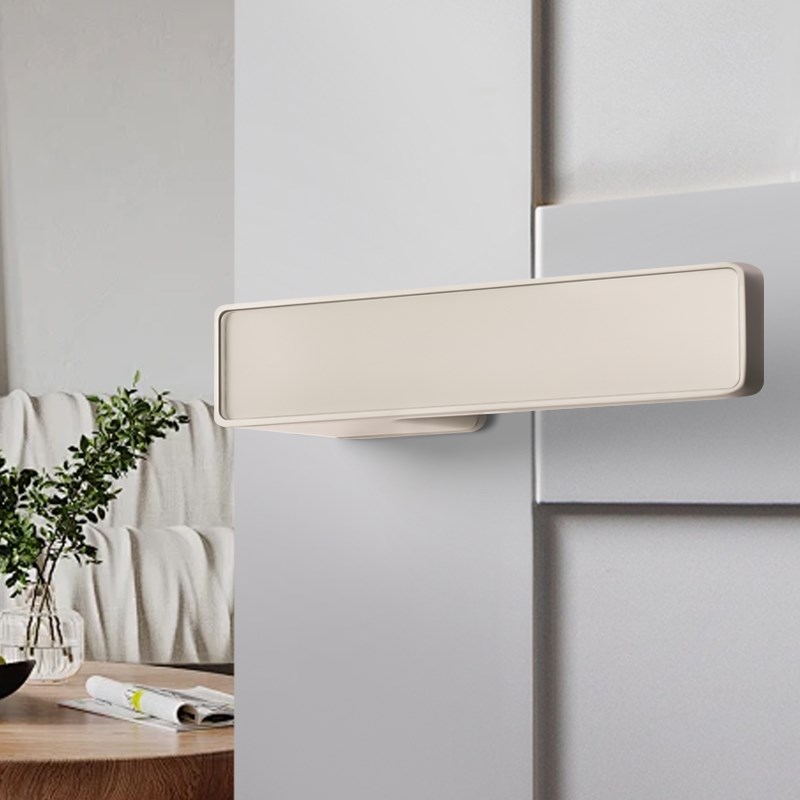 米白色极简门锁室内生态木门锁具C磁吸静音卧室门把手奶油风房门