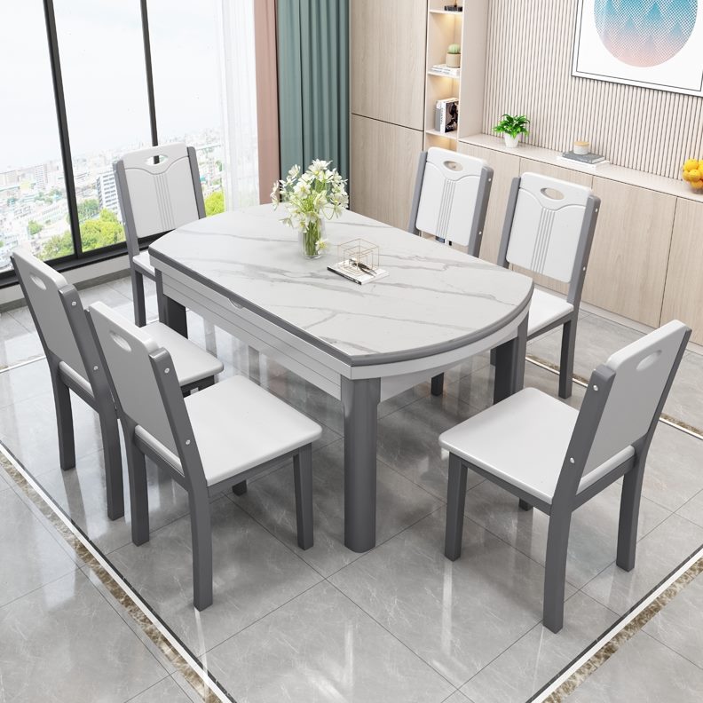 实木北欧心折叠板吃饭桌子户型岩可伸缩语餐桌椅组合圆形现代简约