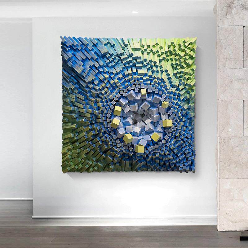 现代简约高档手工立体实物画木头艺术装置画样板间客厅玄关装饰画