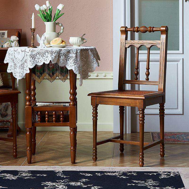 沉光系列罗马椅复古实木藤编餐椅咖啡厅手提化妆椅大师设计法式