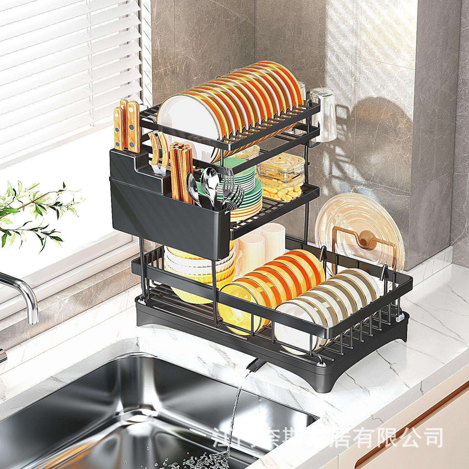 厨房置物架多层碗架沥水架多功能碗碟收纳架碗盘晾放碗筷收纳架子