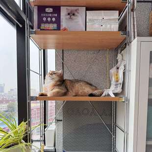 阳台猫砂盆上方置物架落地多层宠物用品收纳架猫爬架