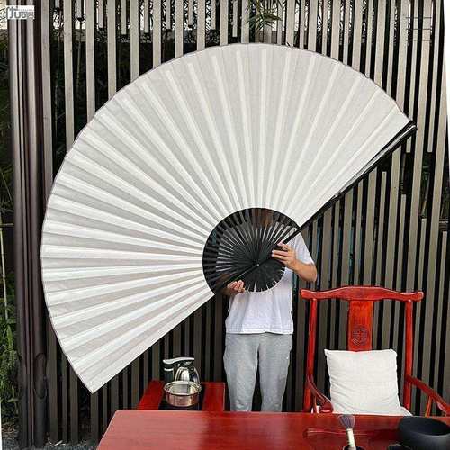 折扇签名扇C道具大挂书法绘画舞蹈扇子空白装饰宣纸布扇工艺OS扇