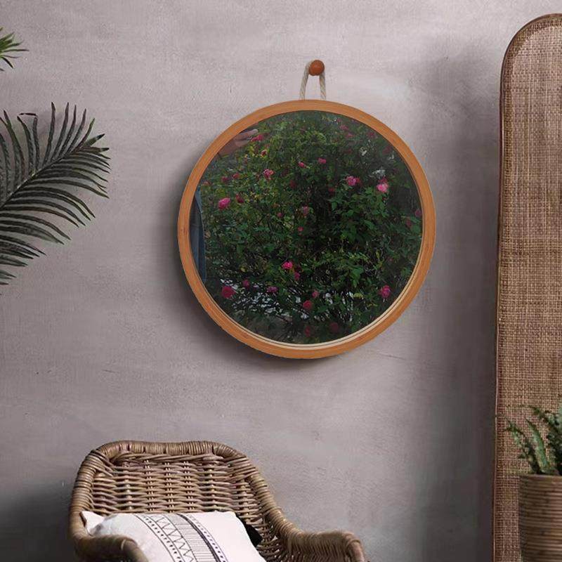 北欧悬挂式镜子浴室圆形免打孔梳妆镜贴墙壁挂镜入户宿舍化妆竹镜,鲜花速递/花卉仿真/绿植园艺,割草机/草坪机,淘宝优惠券,粉丝福利购,淘宝优惠卷