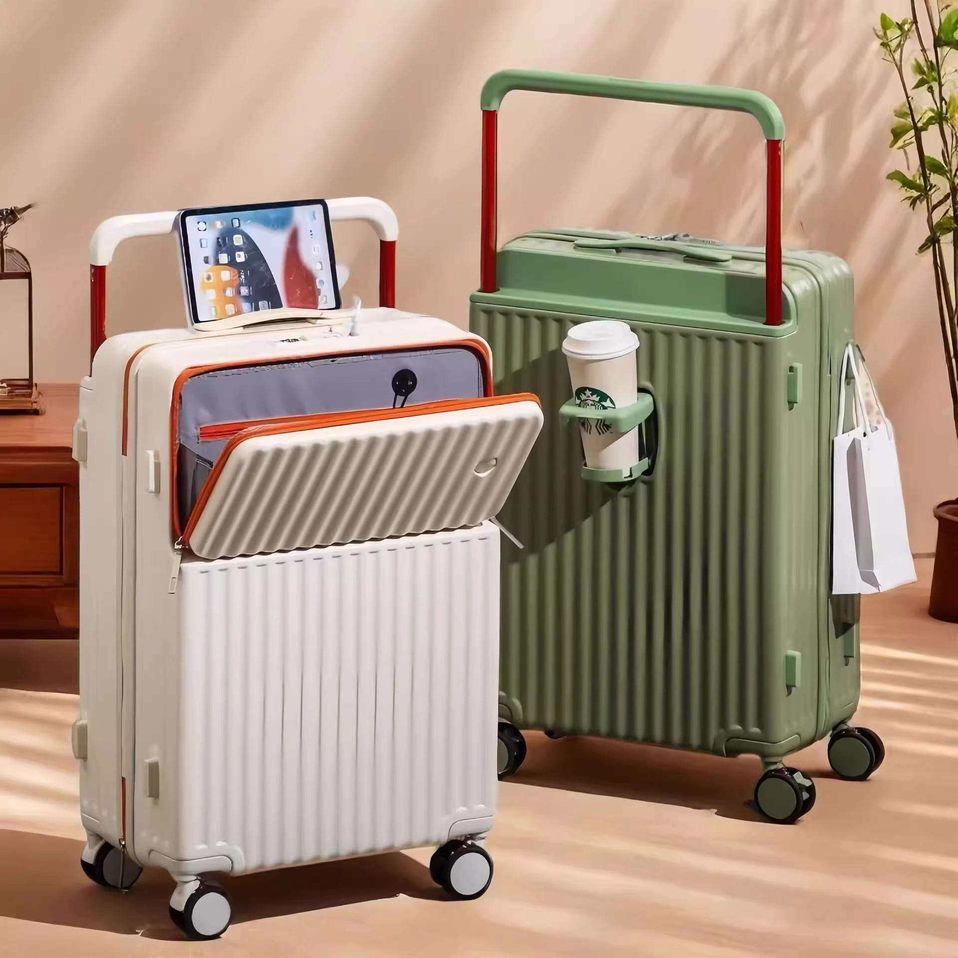 2025宽拉杆前开盖行李箱20寸高颜旅行登机箱静音刹车万向轮拉杆箱