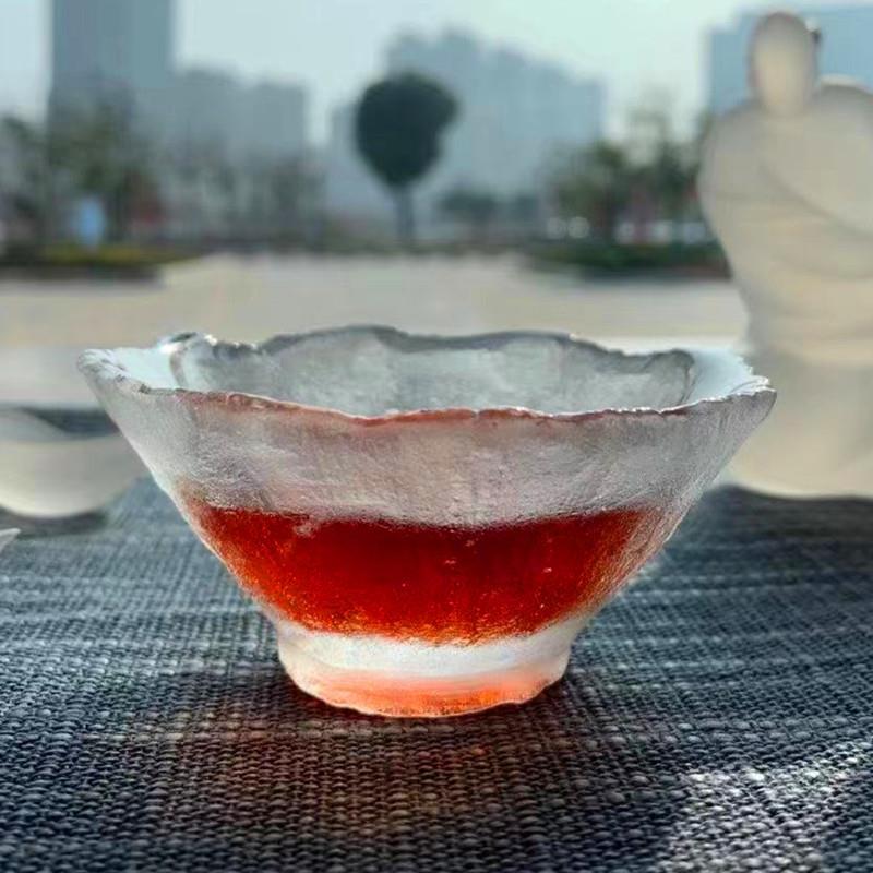 纯手工原矿水晶斗笠杯花边水晶杯刻面个性主人杯品茗喝茶杯