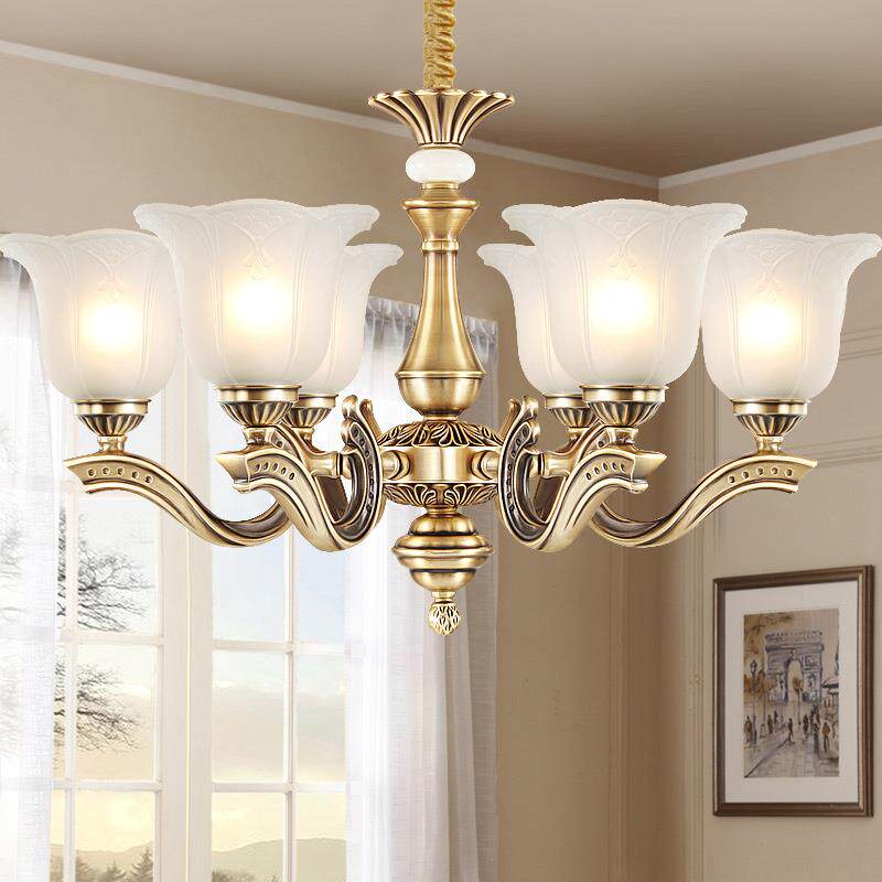 欧式客厅吊灯全铜大气简欧别墅卧室灯奢华家用餐厅书房灯美式灯饰
