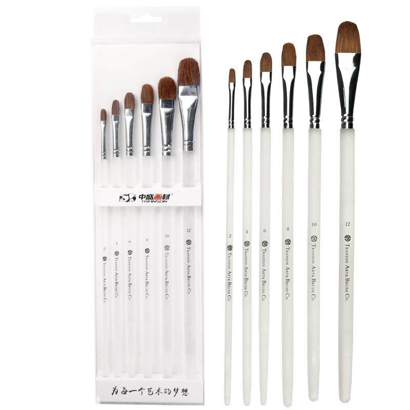 TRANSON/中盛 122透明磨砂杆狼毫水粉笔水粉套装笔油画笔美术成人