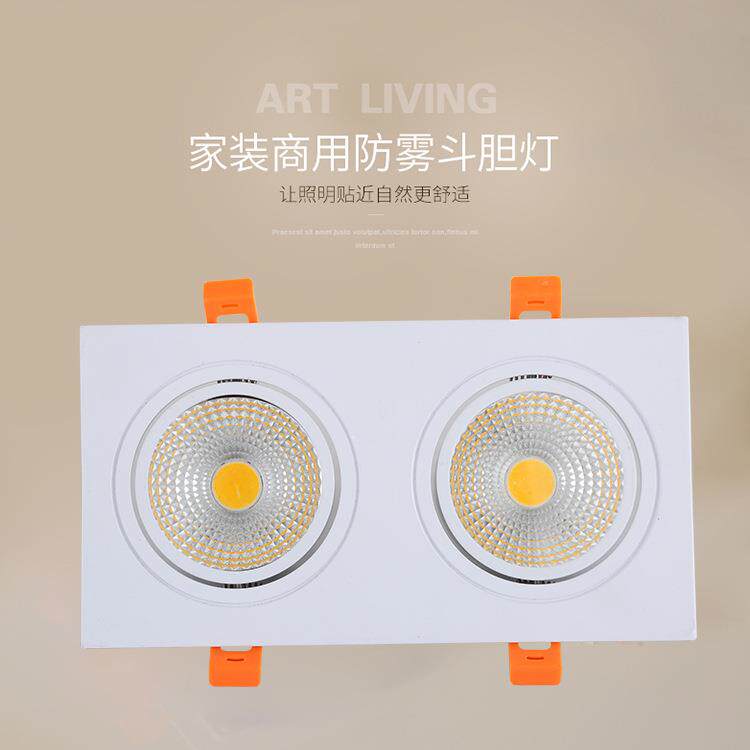 cob斗胆双头射灯led嵌入式双孔筒灯服装店铺商用10x20格栅豆胆灯
