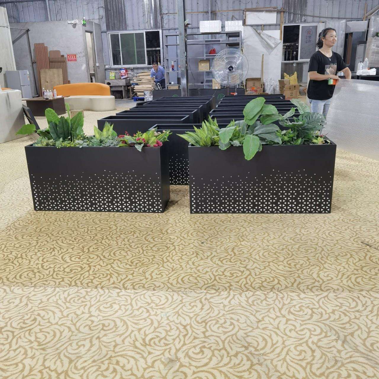 不锈钢户外铁艺花箱组合长方形花池广场售楼部种植箱花坛围栏