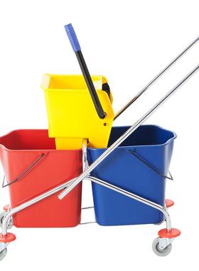 白云AF08071双桶榨水车 46升酒店物业用拖把桶挤水车墩布车大号