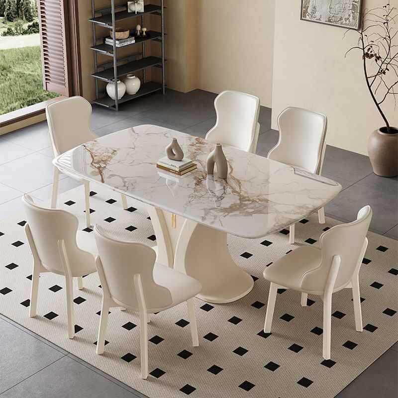 超晶石轻奢餐桌椅组合高颜值微晶石现代简约长方形实木 吃饭 桌子