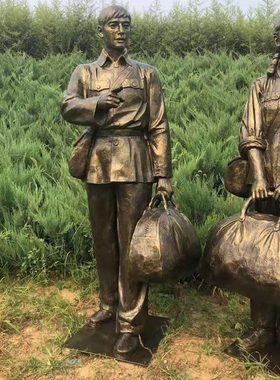 文化动下乡青人物玻璃钢雕塑知铸铜雕塑农耕劳户外景观雕塑定制