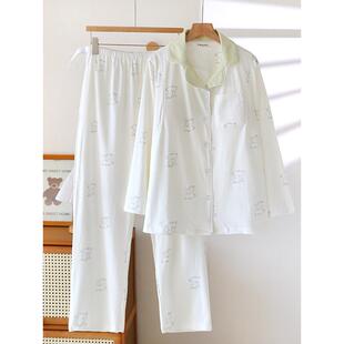 月子服夏季薄款纯棉产后吸汗兔子产妇喂奶带胸垫无哺乳口孕妇睡衣