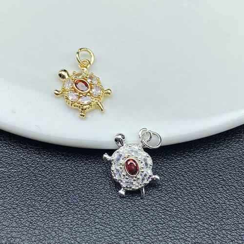 镶锆石海洋生物乌龟吊坠DIY饰品配件手工水晶文玩穿珠串珠锆石微
