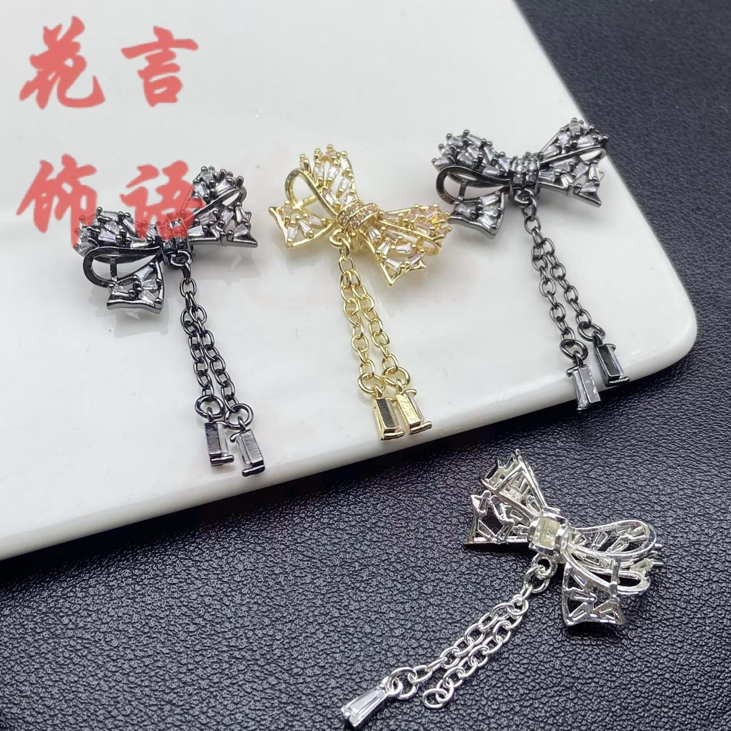 高奢新品梯方钻十字孔蝴蝶结隔珠