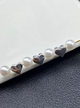6mm亮银色爱心通孔隔珠DIY饰品配件水晶珠宝文玩串珠穿珠手串手绳
