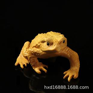 黄杨木雕手把件青蛙工艺品品茶宠金蟾蛙摆件中式家居饰品禅意
