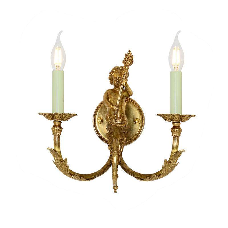 法式天使全铜壁灯 复古宫廷风楼梯玄关灯书房卧室壁灯