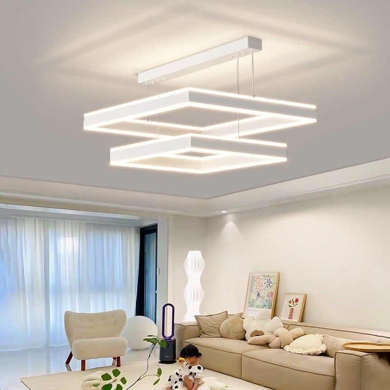 客厅吊灯简约现代大气极简大厅主灯北F欧创意网红方框灯具组合套