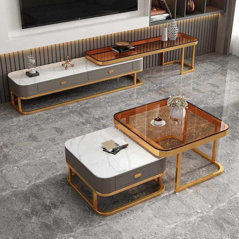 方形茶几客厅家用小户型现代亮面岩板轻奢网红玻璃茶几电视柜组合,电子元器件市场,其它元器件,淘宝优惠券,粉丝福利购,淘宝优惠卷