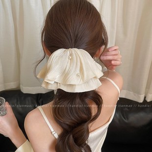 流光褶皱大肠发圈女高级感2025新款 G高端头花超大高弹力不伤发头