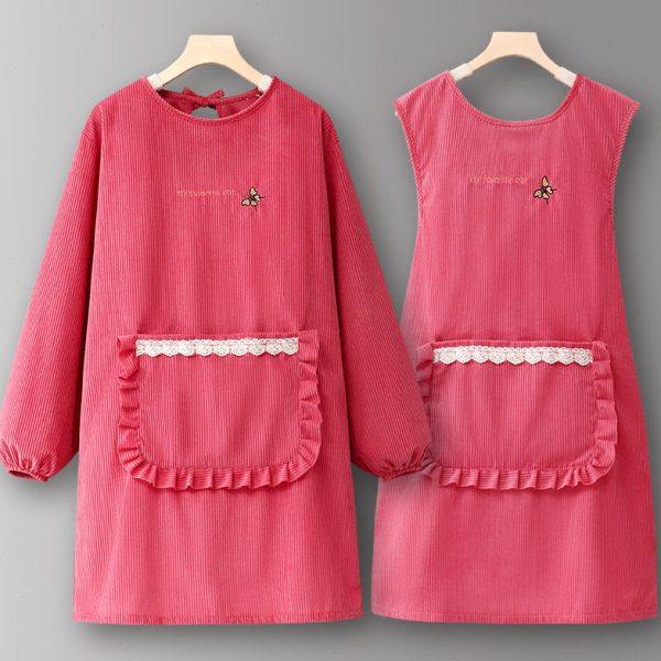 上班餐饮罩衣女新款大人长袖围裙服家用灯芯绒防油污护衣可爱,家庭/个人清洁工具,围裙套装,淘宝优惠券,粉丝福利购,淘宝优惠卷