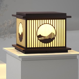 太阳能中式 柱头灯户外防水室外门柱灯G别墅大门墙头围墙灯庭院灯