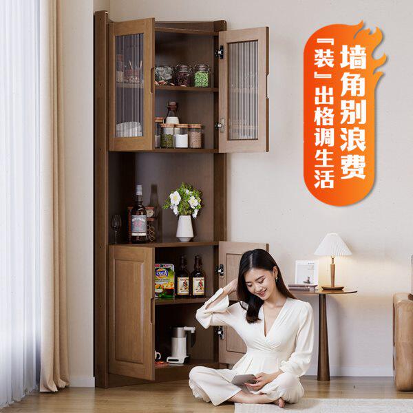 中式实木角柜客厅转角立柜拐角小户型边角落置物柜酒柜墙角储物柜