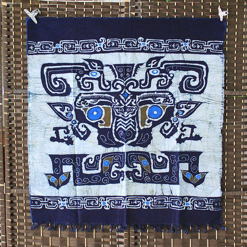 蜡染画饕餮民族手工艺品挂画客厅卫生间隔K断帘子中国特色礼品壁