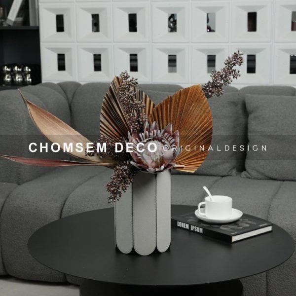 样板房间客厅茶几软装高端皮革金属大花器售楼处洽谈桌插花瓶摆件,家居饰品,花瓶,淘宝优惠券,粉丝福利购,淘宝优惠卷