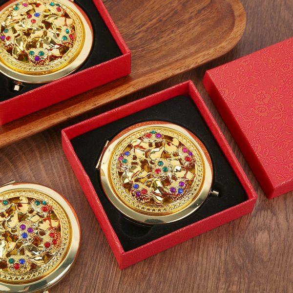 金属金色便携小镜子口袋折叠双面女化妆镜7cm圆形镜梳妆礼品镜子,节庆用品/礼品,文化创意化妆镜,淘宝优惠券,粉丝福利购,淘宝优惠卷