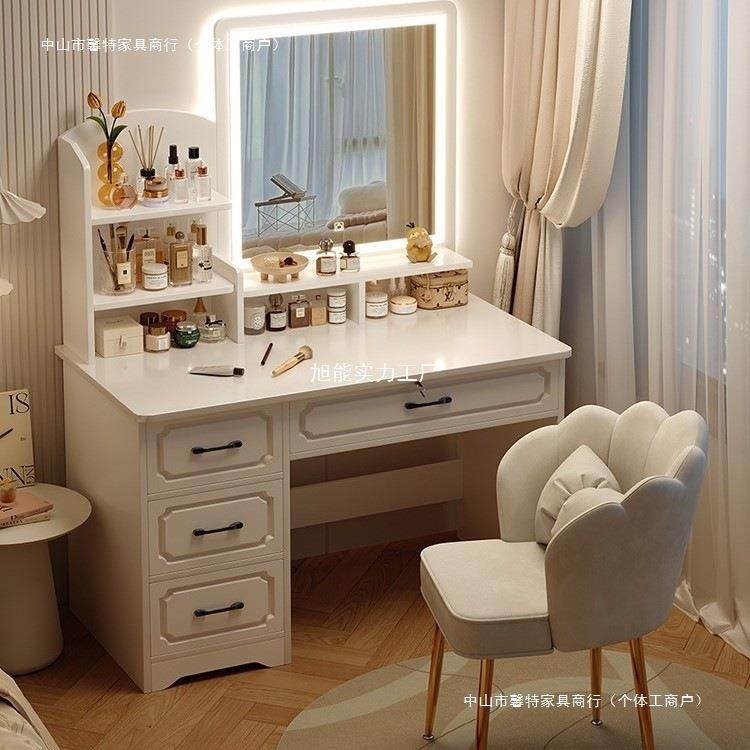 梳妆台卧室简约现代2025新款化妆台镜子主卧化妆柜化妆桌出租房用