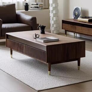 北美黑胡桃木茶几全实木电视柜茶几组合小户型北欧客厅家具边几