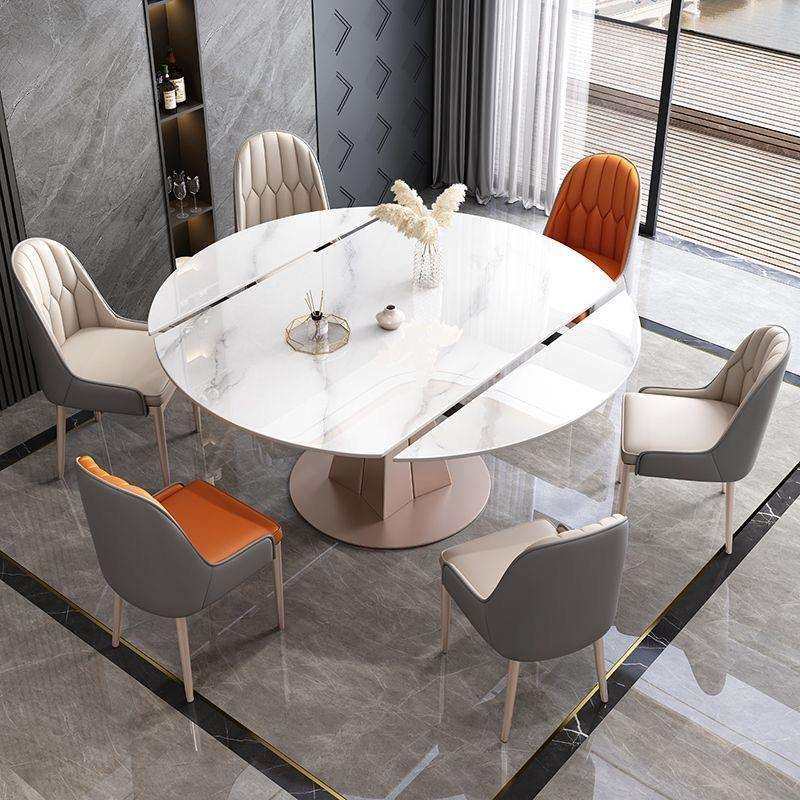 圆形餐桌亮光岩板带转盘圆桌轻奢现代简约家用大小户型餐桌椅组合,电子元器件市场,其它元器件,淘宝优惠券,粉丝福利购,淘宝优惠卷