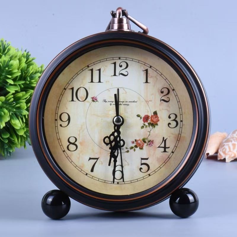 闹钟现代简约静音学生用复古卧室钟表G桌面时钟摆件座钟客厅用数