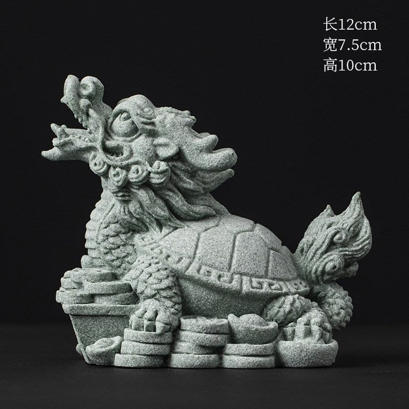 创意龙龟玄武青砂k石茶宠摆件茶桌桌面微景观鱼缸造景工艺品装饰