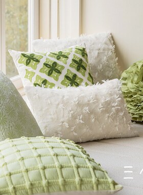 现代简约北欧g抱枕绿色系轻奢客厅软装沙发靠垫样板间靠枕套