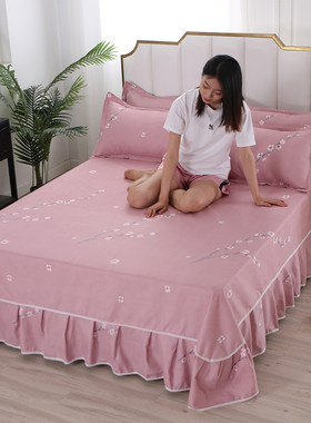 加厚水洗棉床裙单件双人韩式公z主风单人床单子套床盖床笠被单床