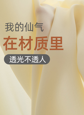 透光不透人米色加厚遮阳透光纱窗帘纱帘隔断O客厅阳台成品定制窗