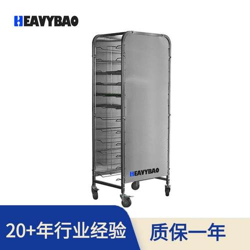 新款不锈钢钢支层架带背板12层烘烤盆份数盘手推运输车