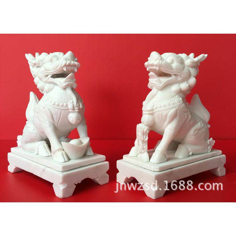 办公桌摆放汉白玉小石雕貔貅图片大全 小型汉白玉貔貅摆件价格