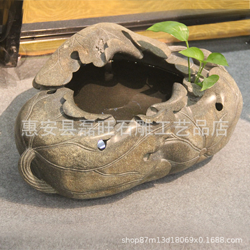 仿古石雕花盆 厂家供应别墅庭院青石花盆公司企业花岗岩锈石花钵