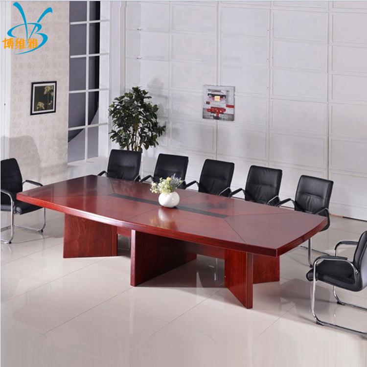 会议桌 简约现代长条桌 实木贴皮会议台 油漆条形开会桌 洽谈桌