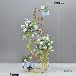 新款电镀几何落地摆件婚庆道具路引花艺商场橱窗KTV车展布置
