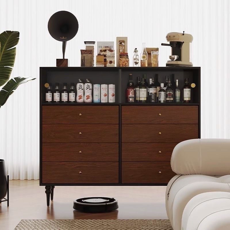 北法式复古实木斗柜卧室古风储物收纳客厅小户R型家用边柜拼色床