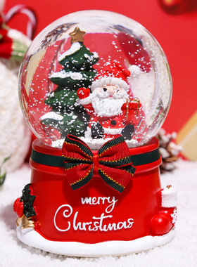 圣诞节礼物老人发光n旋转水晶球八音盒女生音乐盒平安夜儿童男女