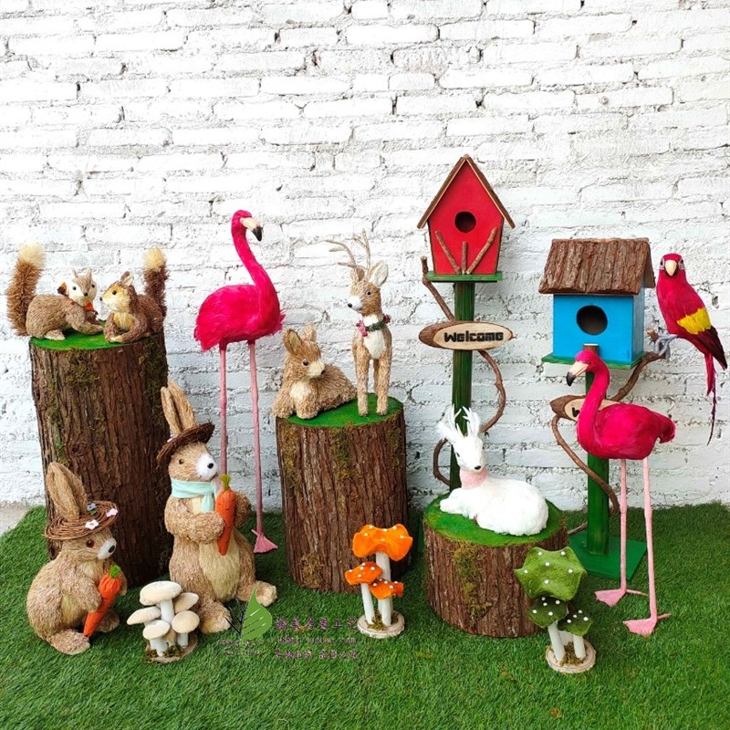 森系装饰道具迎宾舞台商场橱窗居家摆设用具田P园乡村风格木桩摆