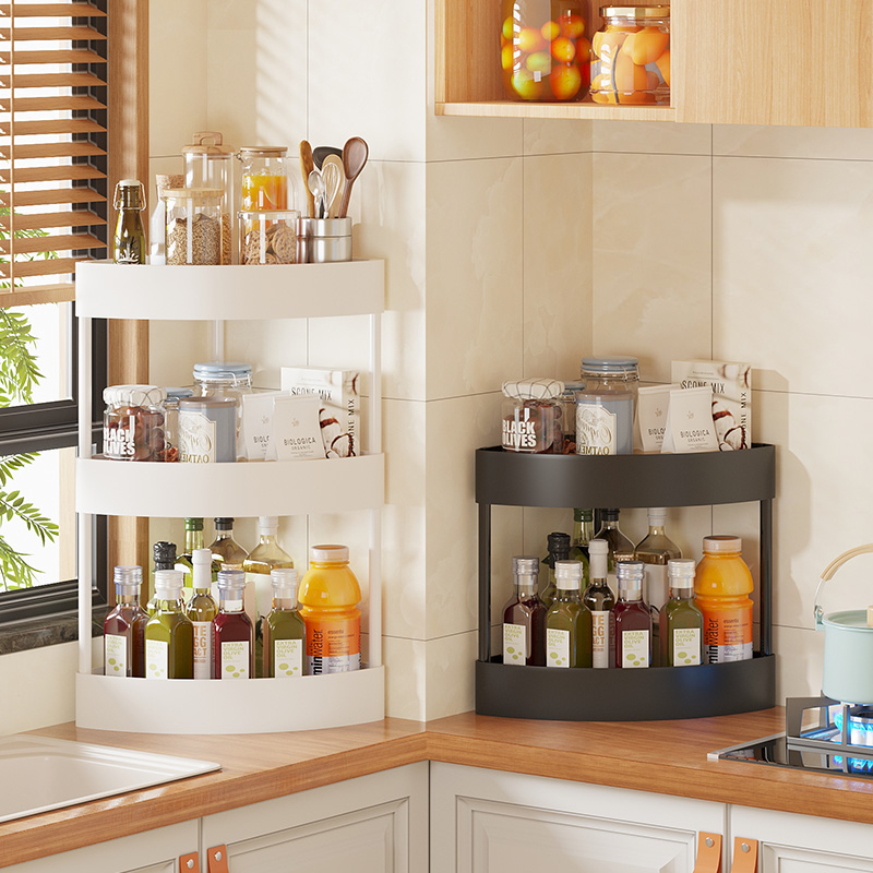 厨房置物架台面多层调味罐架角落置物架三角架子墙角T收纳层架用